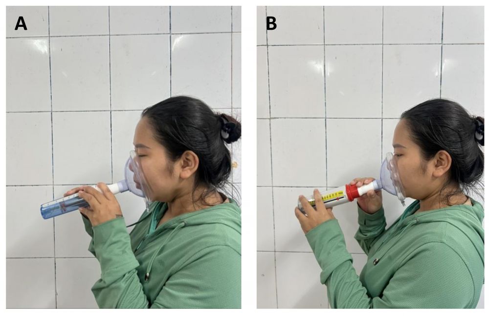 A collage of a person using a inhalerDescription automatically generated